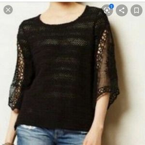 Bongo Sequin Short Sleeve Crochet Sweate